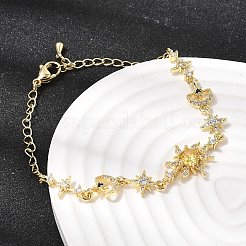 Латунь микро проложить кубического циркония браслеты ссылку&nbsp;BJEW-H639-06G