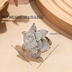 Женские кольца на палец из латуни с микропаве и кубическим цирконием TN1538