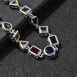 Браслеты из латуни с микропаве и фианитами для женщин BJEW-P358-03P