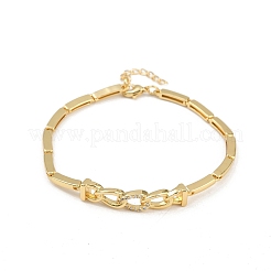 Латунные браслеты с микропаве из прозрачных кубических цирконий для женщин BJEW-F504-05G