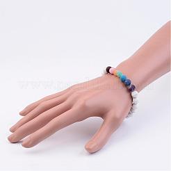 Природные Howlite и драгоценный камень бисер стрейч браслеты BJEW-JB02510-02