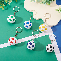 6шт 6 цвета пластиковый брелок-подвеска в виде футбольного мяча&nbsp;KEYC-TA0001-60