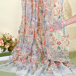 2 ярд полиэстеровой вышивки 3d цветочные ткани DIY-WH0622-382A