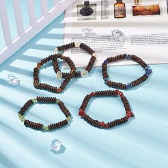 Эластичный браслет из натуральных драгоценных камней и кокосового бисера для женщин BJEW-JB08407