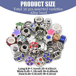 30 шт. 10 стиля сплава европейских бусин MPDL-YW0001-03