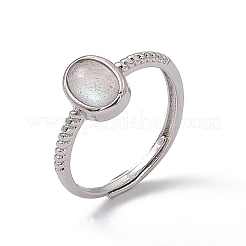 Овальные регулируемые кольца из натурального лабрадорита&nbsp;RJEW-G273-04P-01