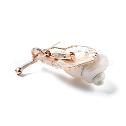 Улитка белая натуральная раковина ископаемая брошь булавка JEWB-A020-02G-01