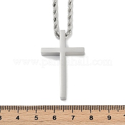 Религиозный крест 304 нержавеющая сталь кулон веревка цепь ожерелья&nbsp;NJEW-L157-09P
