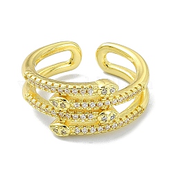 Открытая манжета из латуни с цирконием RJEW-B051-02G