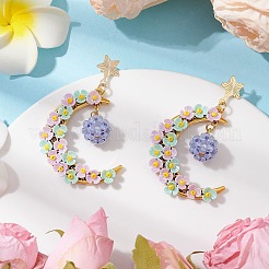 2 пара сережек-гвоздиков в форме луны из стеклянного бисера EJEW-MZ00402