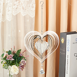 Ветряная музыка в форме сердца из нержавеющей стали HJEW-FH0001-05