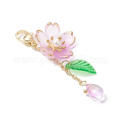 Подвеска в виде цветка из акрила и стекла в виде капли&nbsp;HJEW-TA00340