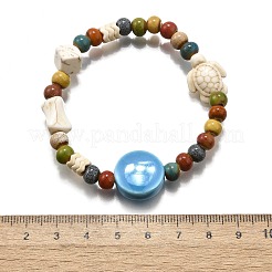 Браслеты из фарфоровых бусин ручной работы и синтетических бусин говлита для женщин&nbsp;LS-BJEW-D307-01E