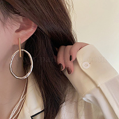 Латунные двухцветные овальные серьги-гвоздики&nbsp;FS-WGAE651-01