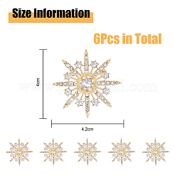 6 шт. броши из сплава со стразами JEWB-FH0001-45G