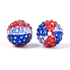 Непрозрачные акриловые круглые бусины ко Дню независимости&nbsp;OACR-T029-07D
