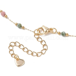 Ожерелье ручной работы из граненых круглых бусин из смешанных драгоценных камней диаметром 3 мм и круглых звеньев из нержавеющей стали 316.&nbsp;NJEW-JN05872