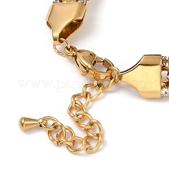 Ионное покрытие (ip) позолоченный браслет из нержавеющей стали 304 с эмалью в виде клевера&nbsp;BJEW-D025-02G