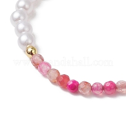 Регулируемые плетеные браслеты из бисера из натурального агата BJEW-JB11669-01