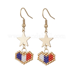 Подвески в форме сердца из стеклянного бисера ручной работы EJEW-MZ00414