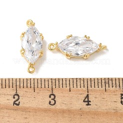 Подвески-коннекторы из латуни с прозрачным кубическим цирконием и коннектором в виде конского глаза&nbsp;KK-Q031-25G