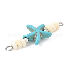 10 шт. 2-цветные синтетические бирюзовые подвески-браслеты в форме морской звезды-рондель с бусинами-соединителями&nbsp;PALLOY-JF04014