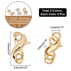 8 шт. 2-х цветные латунные карабины-клешни&nbsp;KK-CA0003-04