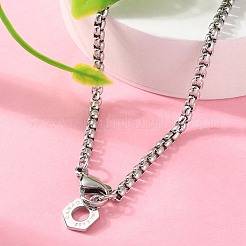 Шестигранные подвески из нержавеющей стали 304 с цепочкой-коробкой для женщин NJEW-A045-25P