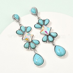 Серьги-гвоздики из сплава синтетической бирюзы&nbsp;EJEW-U053-05AS