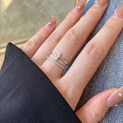 Открытые манжеты из серебра 925 пробы с родиевым покрытием и фианитами RJEW-F150-51P