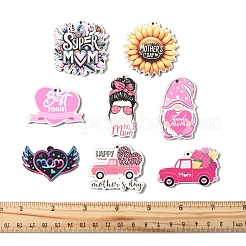 16 шт. 8 стиля деревянных подвесок ко Дню матери WOOD-FS0001-38