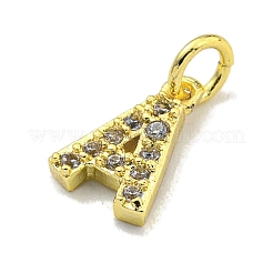 Подвески из латуни с буквами микро паве и прозрачным кубическим цирконием&nbsp;KK-K354-06G-A