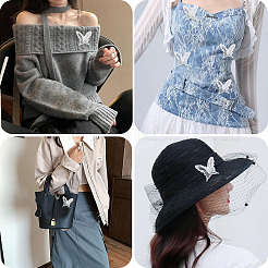 30 шт. аппликации из полиэстерового кружева в виде бабочек DIY-CY0001-65B