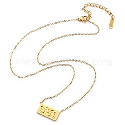 Ожерелье из нержавеющей стали 304 с прямоугольным кулоном 11:11 с цепочками из тросов для женщин&nbsp;LS-NJEW-NH0001-04G