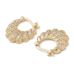 Серьги-кольца с цветком из прозрачного кубического циркония EJEW-M216-09G