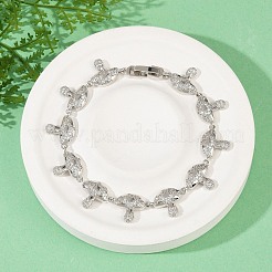 Браслеты из грибовидной латуни с микропаве из прозрачных кубических цирконий для женщин BJEW-Z126-04P