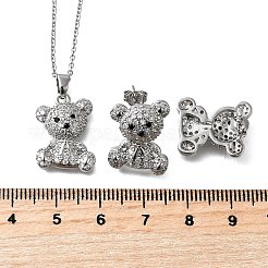 Комплекты серег-гвоздиков и ожерелий с подвесками из латуни с микропаве из кубических цирконий SJEW-Z002-01P