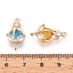 Подвески из прозрачных кубических цирконий и стеклянных цветов с микропаве из латуни&nbsp;KK-T076-03KCG