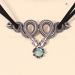 Женское ожерелье-чокер из искусственной замши с подвеской в виде змеи из сплава и смолы FS-WGB9EBF-01