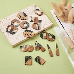 20шт 10 стильные подвески из смолы и орехового дерева&nbsp;RESI-KS0001-06