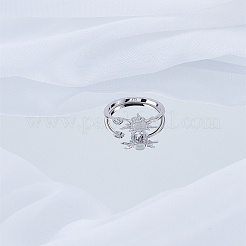 1 шт вращающиеся открытые кольца-бабочки из кубического циркония&nbsp;RJEW-LP0003-41