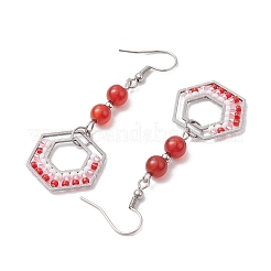 Серьга-подвеска с кольцом из нержавеющей стали 304 EJEW-MZ00132