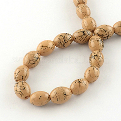 Строковые стеклянные бусины с обжиговой росписью в нитях GLAD-S080-6x8-B69