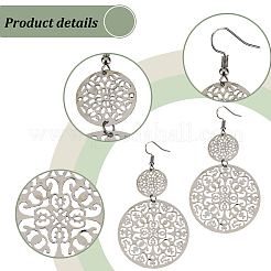 3 пара двухцветных ажурных серег-подвесок из цинкового сплава в форме цветка для женщин EJEW-AN0002-63