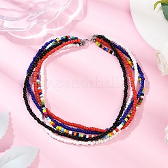3 шт. 3 стиля ожерелья из многорядных бусин из богемского стекла для женщин NJEW-JN05354