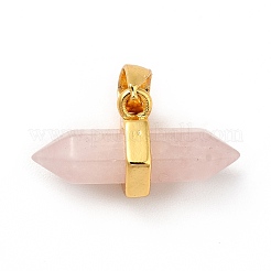 Двойные заостренные подвески из натурального розового кварца&nbsp;G-P481-01G-04