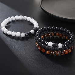 4 шт. эластичные браслеты из натуральной лавы QY3099