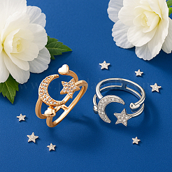 2 шт. 2-цветные кольца-манжеты с луной RJEW-HY0001-17