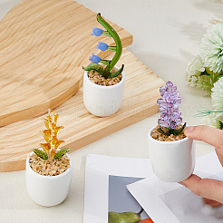 3 шт. 3 стиля лэмпворк цветочное украшение для витрины&nbsp;DJEW-DC0001-16A