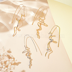 2 пара двухцветных сережек-подвесок из латуни с неровными линиями&nbsp;EJEW-UN0002-60